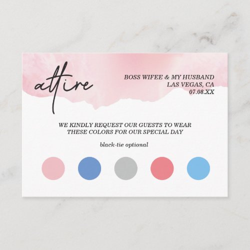 Watercolor wedding dress code  enclosure card