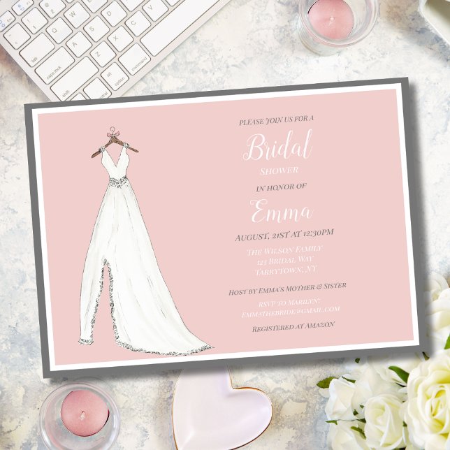 Watercolor Wedding Dress On Hanger Bridal Shower Invitation (Creator Uploaded)