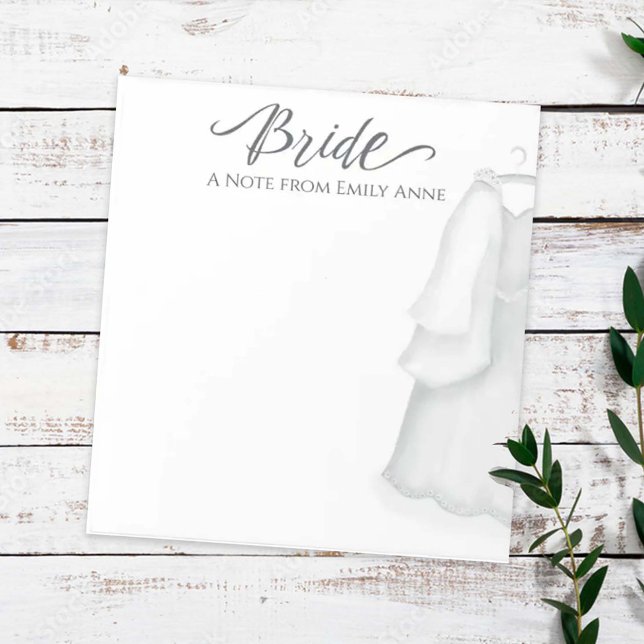 Watercolor Wedding Dress Personalized Bride Notepad (Creator Uploaded)