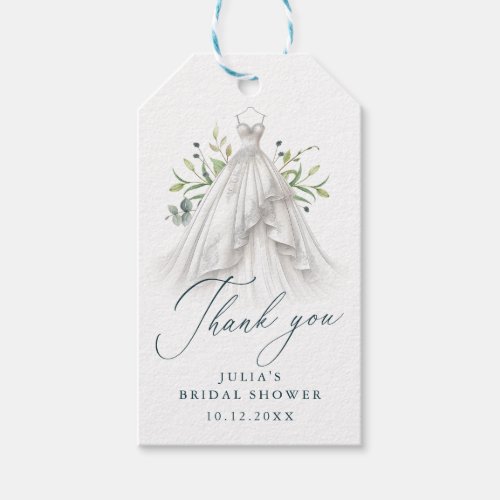 Watercolor Wedding Dress Thank You Bridal Shower Gift Tags