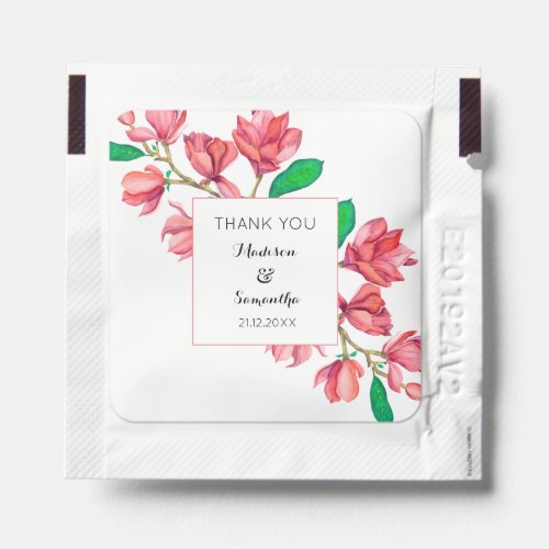 Watercolor Wedding Floral Pink White Magnolia Hand Sanitizer Packet