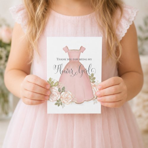 Watercolor Wedding Flower Girl Thank You Card
