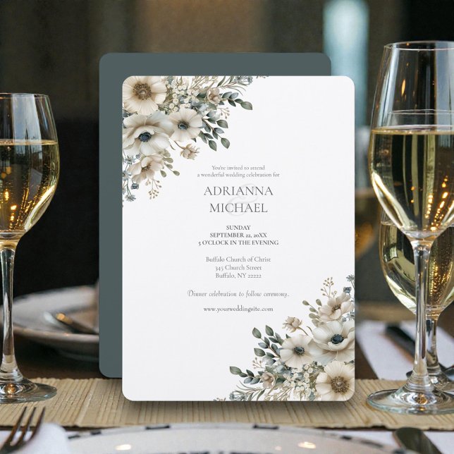 Watercolor Wedding Flowers Invitation (Creator Uploaded)