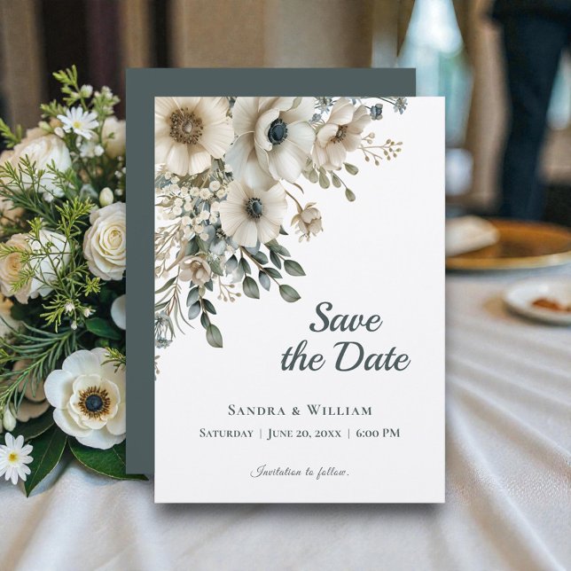 Watercolor Wedding Flowers Save the Date Invitation (Creator Uploaded)
