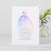 Watercolor Wedding Gown Bridal Shower Invitations (Standing Front)