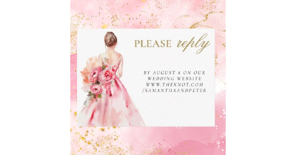 Shower Reply Message Watercolor Wedding Gown Bridal Shower reply Enclosure Card | Zazzle