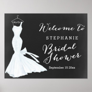Watercolor Wedding Gown Chalkboard   Bridal Shower Poster