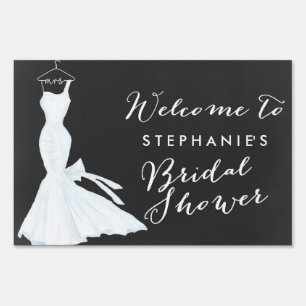 Watercolor Wedding Gown Chalkboard Bridal Shower Yard Sign