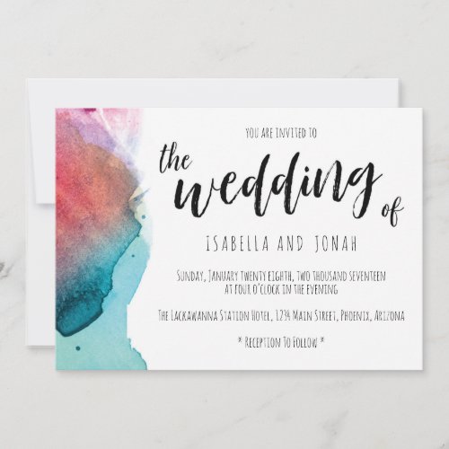 Watercolor Wedding Invitation - Painted by hand with bright hues, this vibrant abstract reflects the bold and carefree vibe of your special day.