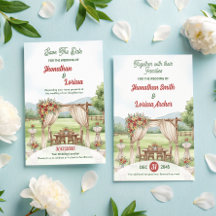 Watercolor Wedding Invitation Card Floral Stage