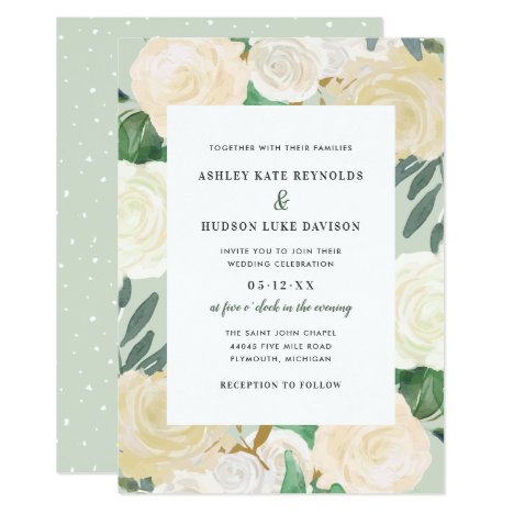 Watercolor Wedding Invitations | Neutral Blooms