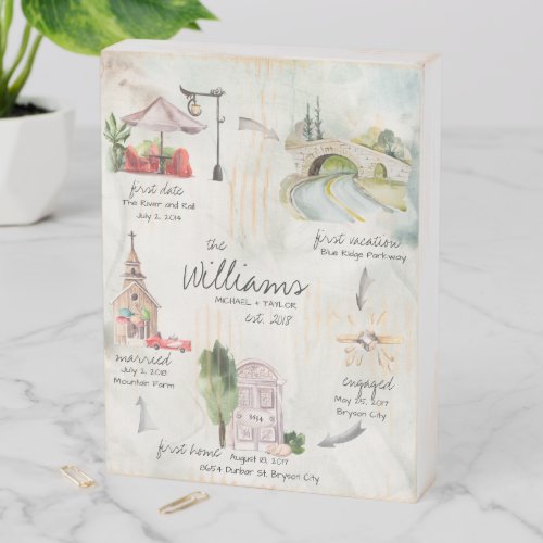 Watercolor Wedding Memory Keepsake Wooden Box Sign