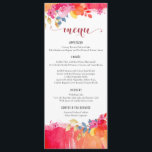 Watercolor Wedding Menu Card Colorful Floral Menus<br><div class="desc">Watercolor Wedding Menu Card Colorful Floral Menus. Check our wedding section for matching cards.</div>