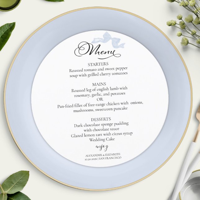 Watercolor Wedding Menus | Blue Bow Calligraphy (Creator Uploaded)