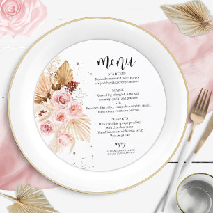 Watercolor Wedding Menus Boho Floral Glitter