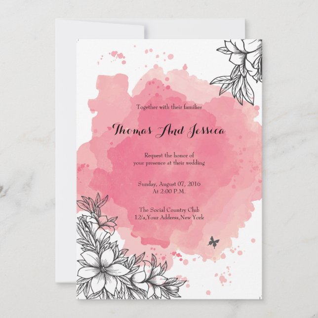 Watercolor Wedding party invitation (Front)