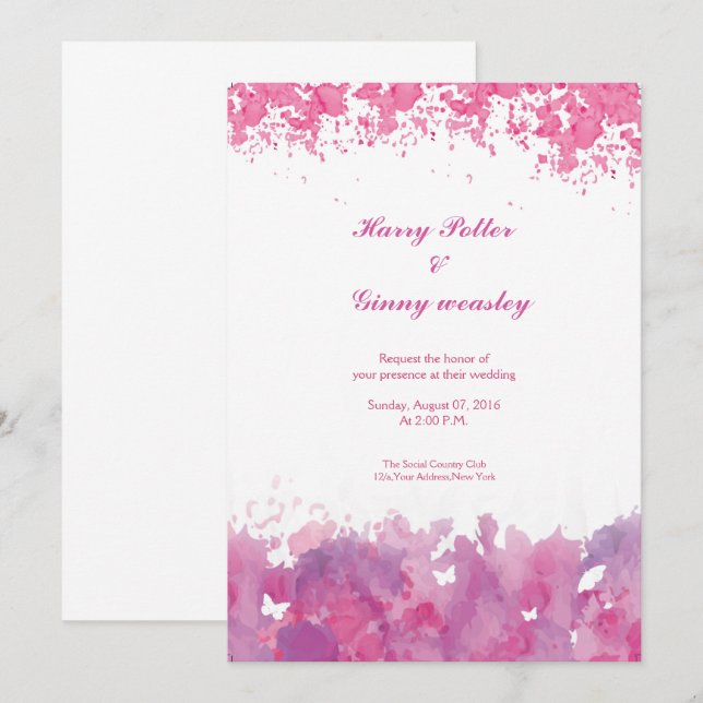Watercolor Wedding party invitation (Front/Back)