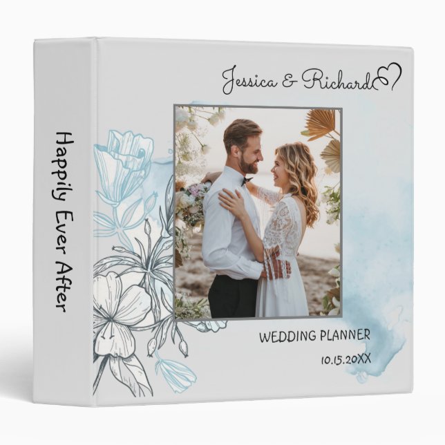 Watercolor Wedding PHOTO 3 Ring Binder (Front/Spine)