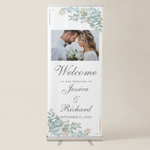 Watercolor Wedding PHOTO Retractable Banner