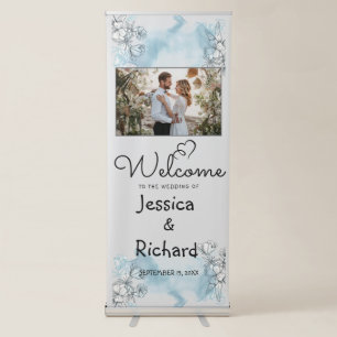 Watercolor Wedding PHOTO Retractable Banner