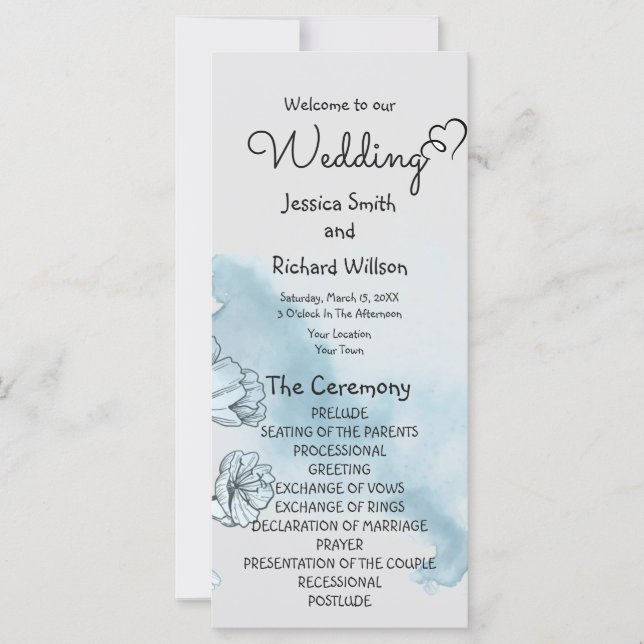 Watercolor Wedding Program (Front)