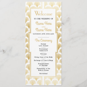 Watercolor Wedding Program 1920's Art Deco Gold