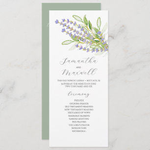 Watercolor Wedding Program Lavender Flowers