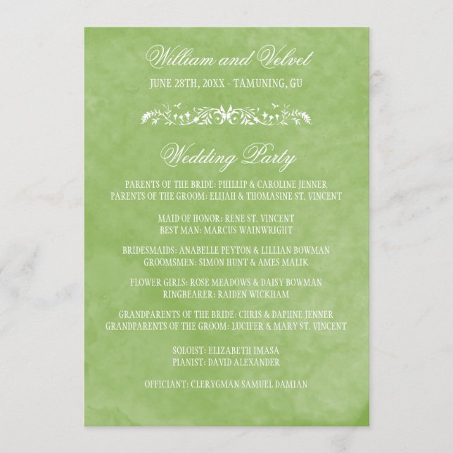 Watercolor Wedding Programs (Front)