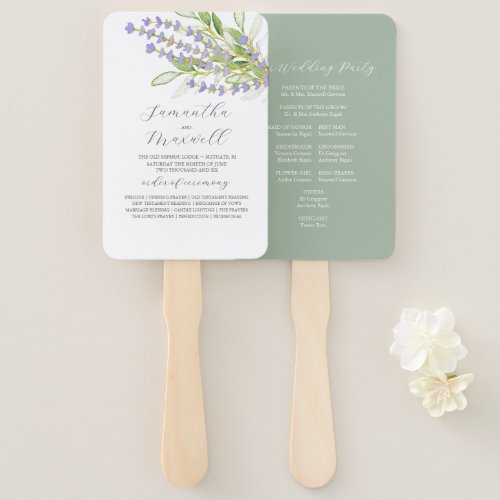 Watercolor Wedding Programs Lavender Florals Hand Fan