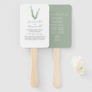 Watercolor Wedding Programs Rosemary Greenery Hand Fan