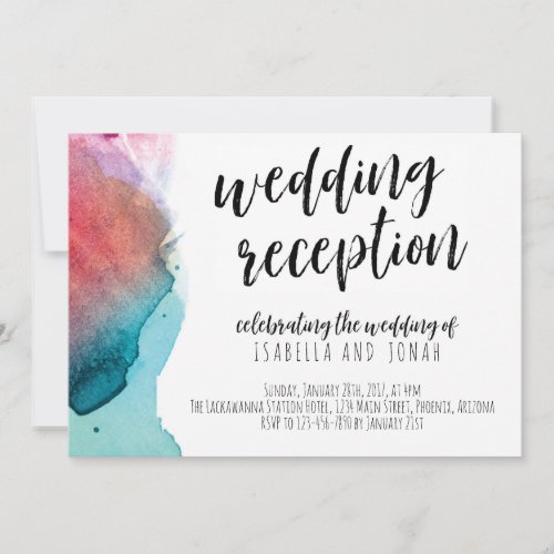Watercolor Wedding Reception Only Invitation - Painted by hand with bright hues, this vibrant abstract reflects the bold and carefree vibe of your special day.