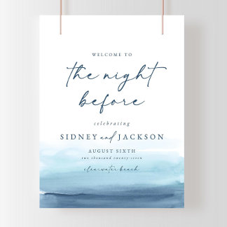 Watercolor Wedding Rehearsal Dinner Sign: Coastal Foam Board