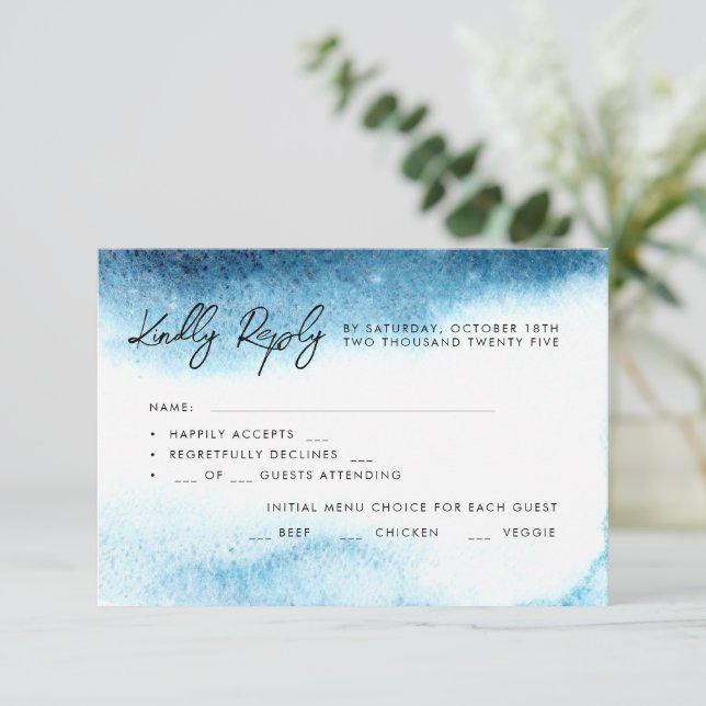 Watercolor Wedding RSVP Cards. Card (Standing Front)