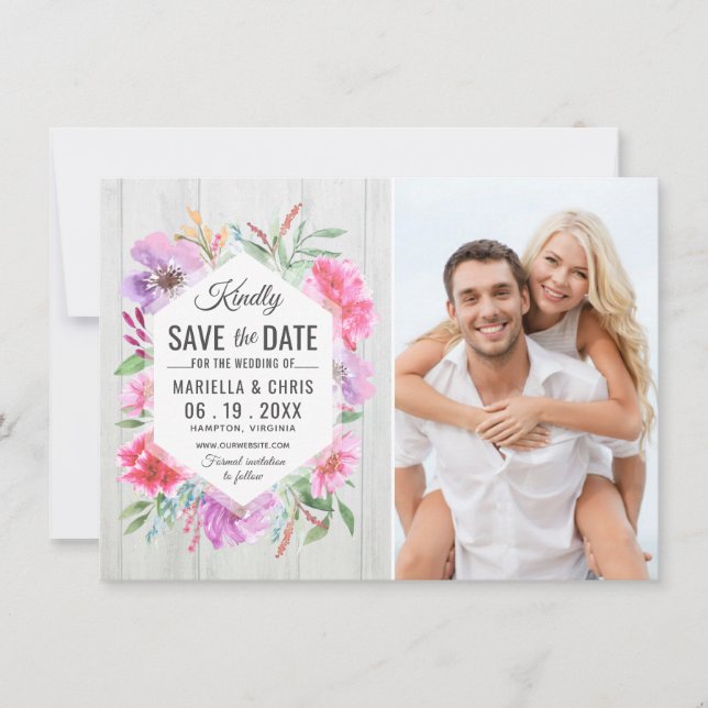 Watercolor Wedding Save the Date Decoupage Photo (Front)