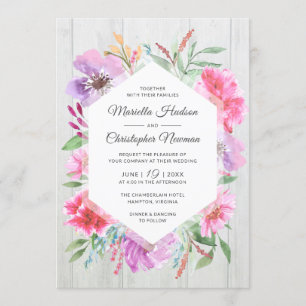 Watercolor Wedding Spring Bouquet Decoupage Invite