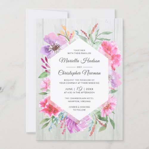 Watercolor Wedding Spring Bouquet Decoupage Invite