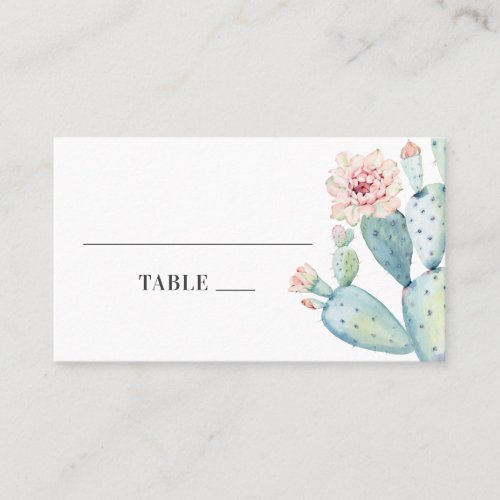 Watercolor wedding succulents Pink floral cactus Place Card