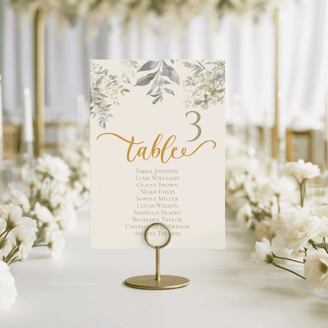 Watercolor Wedding Table Cards Emerald Green (Watercolor Wedding Table Cards Emerald Green)