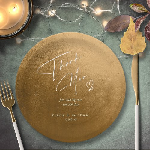 Watercolor Wedding Thank You Autumn Gold ID786 Paper Plates