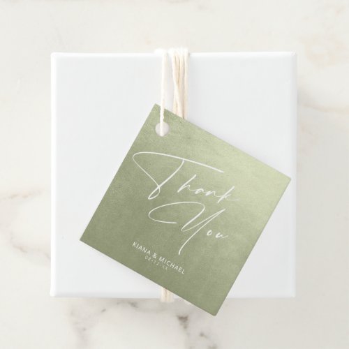 Watercolor Wedding Thank You Sage Green ID786 Favor Tags