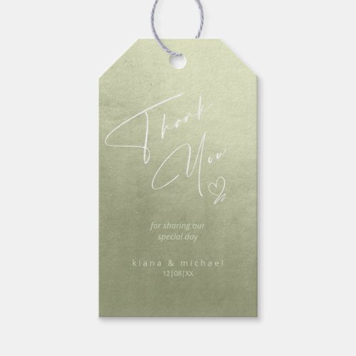Watercolor Wedding Thank You Sage Green ID786 Gift Tags
