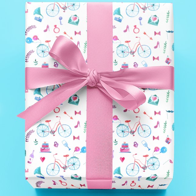 Watercolor Wedding Theme Wrapping Paper (Creator Uploaded)