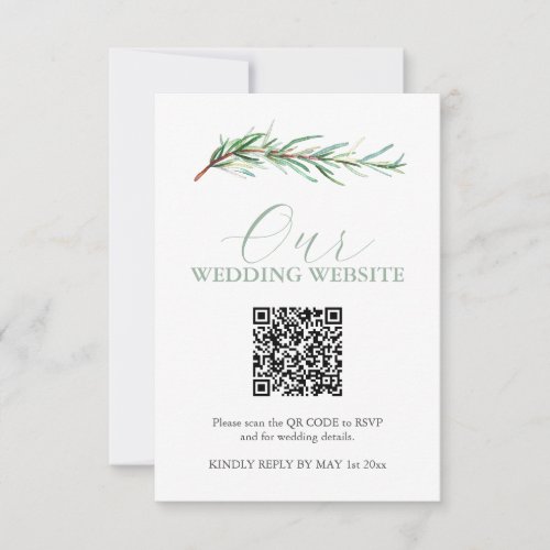 Watercolor Wedding Website RSVP Card with QR Code