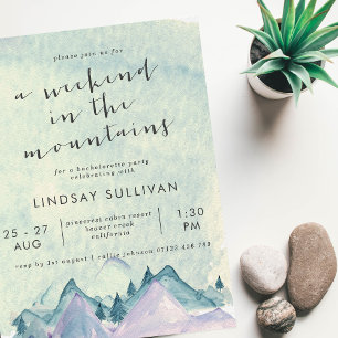 Watercolor Weekend in the Mountains Bachelorette Invitation