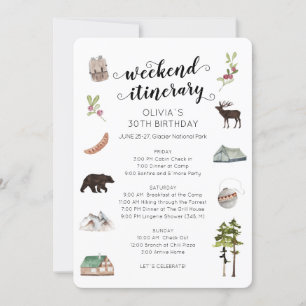 Watercolor Weekend in the Woods Itinerary  Invitation