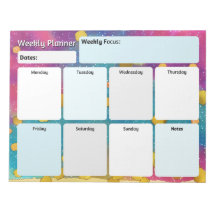 Watercolor Weekly Planner Notepad