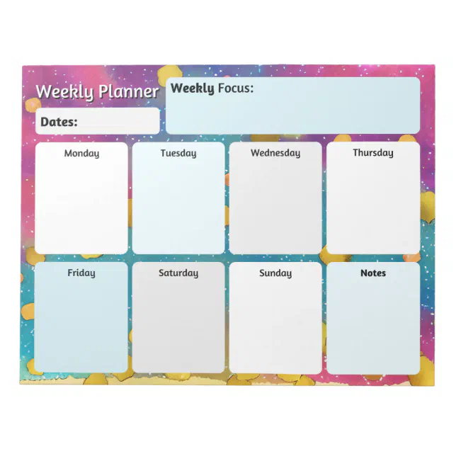 Watercolor Weekly Planner Notepad | Zazzle