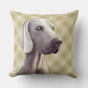 WATERCOLOR WEIMARANER DOG FACE THROW PILLOW