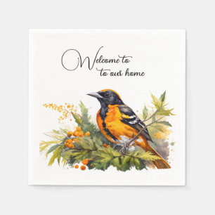 Watercolor Welcome Baltimore Oriole Napkins