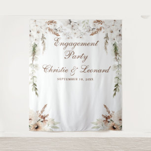 Watercolor Welcome Elegant Boho Engagement Party Tapestry